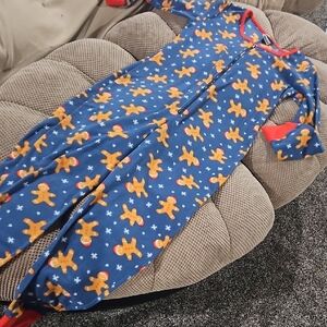 Blue Gingerbread Onesie Pajamas